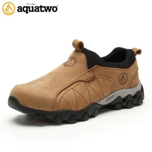 AQUA TWO Outdoor Camping Men Sports Hiking Shoes Genuine Leather Athletic Trekking Sneakers Durable Waterproof Shoes ES-101807