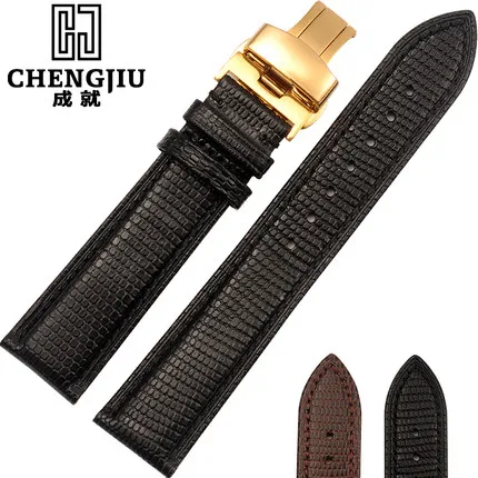 

Lizard Snake Grain Calf Skin Leather 12 14 16 18 19 20 21 22 24 mm Men's Watches Straps Black Band Bracelet Belt Watchband Homme
