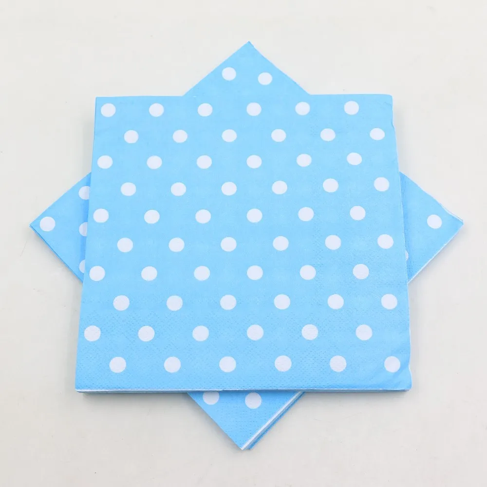 20pcs Lot Baby Shower Decoration Blue Polka Dots Paper Napkins