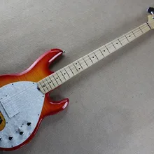 Активные звукосниматели 9 В батарея Вишневый красный взрыв пламени клен музыка человек Эрни мяч Sting Ray 4 струны бас гитара 141111