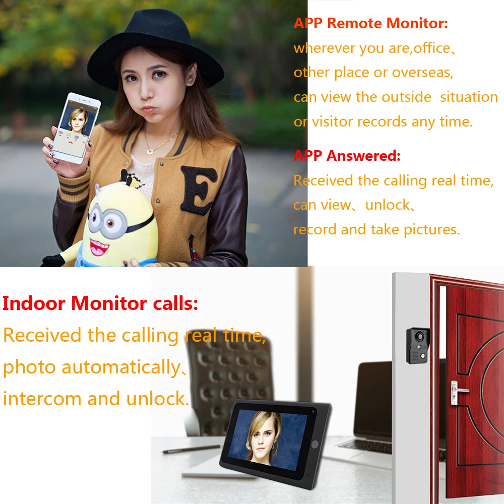 SmartYIBA Wifi домофон 7 дюймов TFT lcd проводной видео дверной звонок RFID пароль разблокировка приложение управление дверной домофон умный дом
