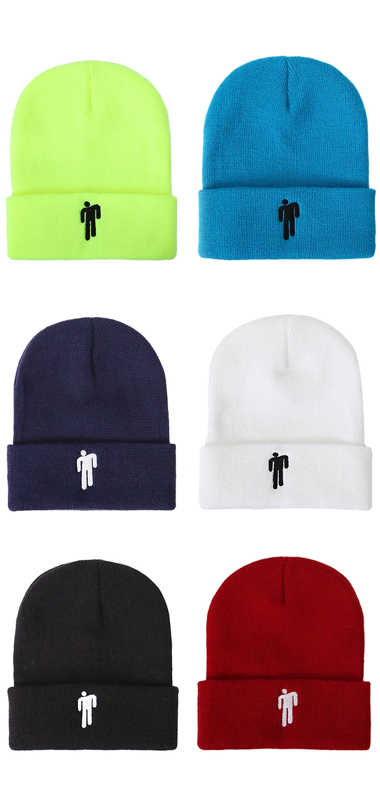 Billie Eilish Beanies, зимние шапки для женщин, для маленького человека, вязаные шапки с вышивкой, Мужская Осенняя шапка, женская шапка в стиле хип-хоп, шапочка