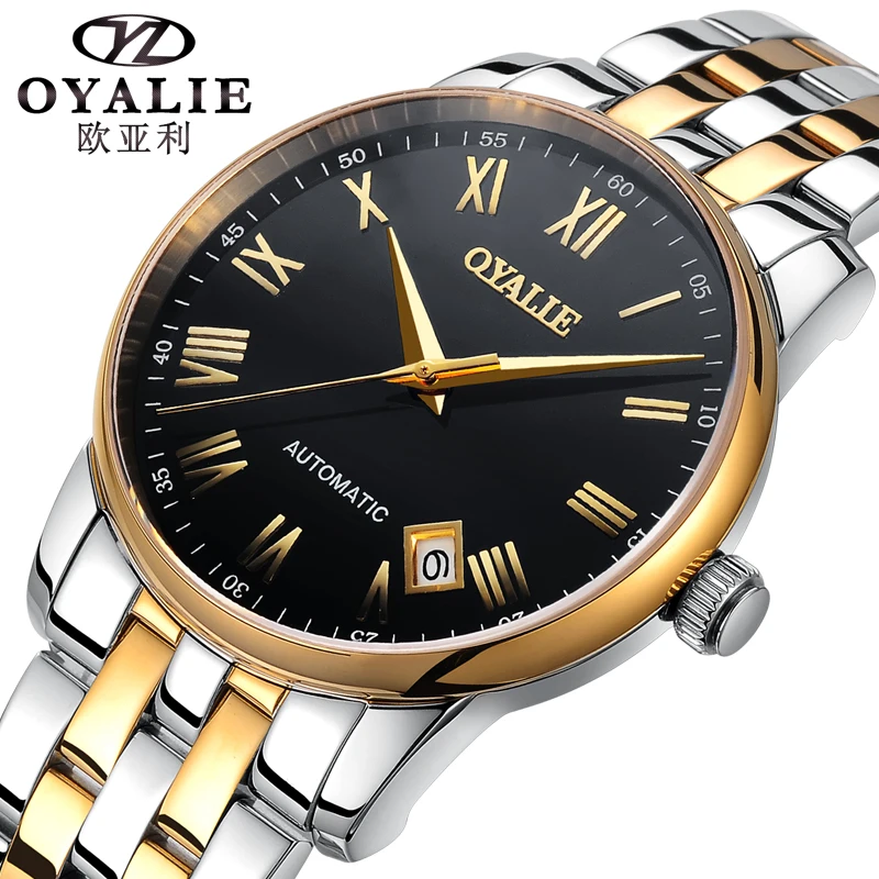 

Montre Homme OYALIE Full Calendar Automatic Mechanical Watches Top Brand Luxury Wrist Watch Stainless Steel Men's Clock