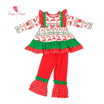 

2018 Christmas Toddler Kids Wholesal Fall Children Clothing Gift Girls Boutique Outfits Clothes Birthday Party Baby Pajamas Set