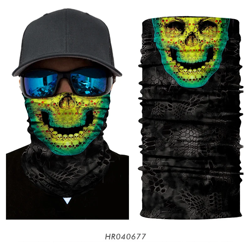 Волшебный 3D бесшовный венок шеи шарф-маска на лицо Скелет Череп Хэллоуин Бандана шейный платок Полиэстеровые кашне - Цвет: 77