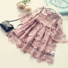 Платье для девочек Весна новые перспективы платье принцессы с круглым вырезом для маленьких девочек платье печати Flare рукавом стиль для партии белый