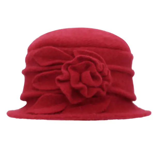 Женские фетровые шапки AETRUE, шерсть, чистый купол, женские зимние шапки для женщин, цветочные однотонные теплые женские весенние мягкие фетровые шапки для девушек - Цвет: red