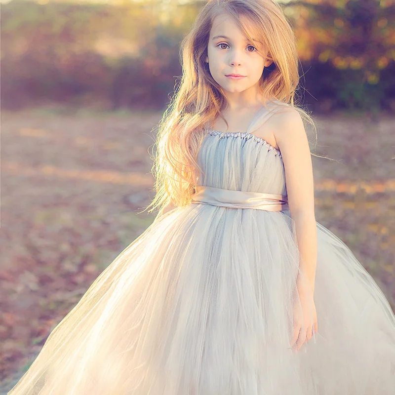 Girls Maxi Dress Wedding Bow Voile 
