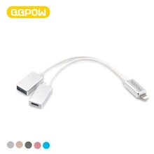 Фотография QQPOW 8 Pin to 8 Pin Headphone and OTG Adapter Audio Cable For iPhone 8 7 7 Plus 2 in1 Adapter Charger Cable Support ios 10.3
