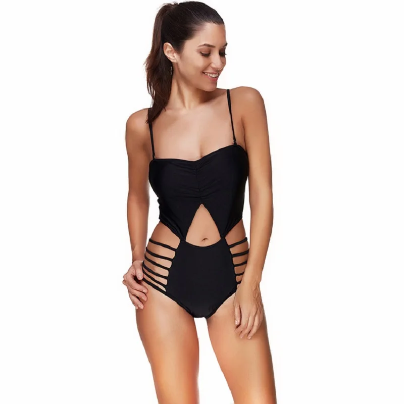 

Women Sexy Monokini One Piece Bikini Bathing Suit Push Up Biquini Swimsuit Straps Side Beachwear Bodysuit Bikinis Shirring Front
