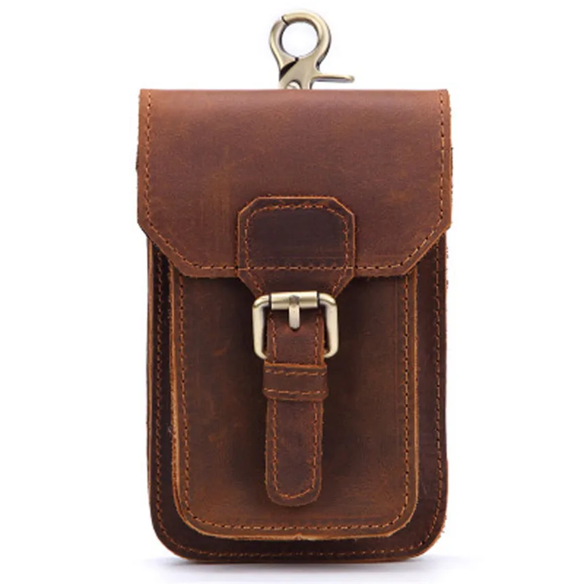 Поясная Мужская сумка из натуральной кожи, поясная сумка для телефона, денег, карт, сигарет, сумка, кошелек, винтажная сумка для ног, 16 стилей - Цвет: 2088