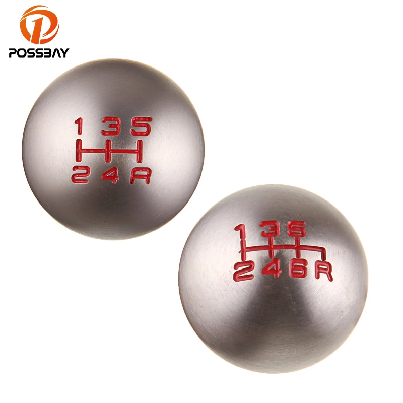 

POSSBAY 6/6Speed Manual Transmission Car Shift Knob for Honda Civic Silver Round Ball Gear Stick Shift Shifter Lever Knob