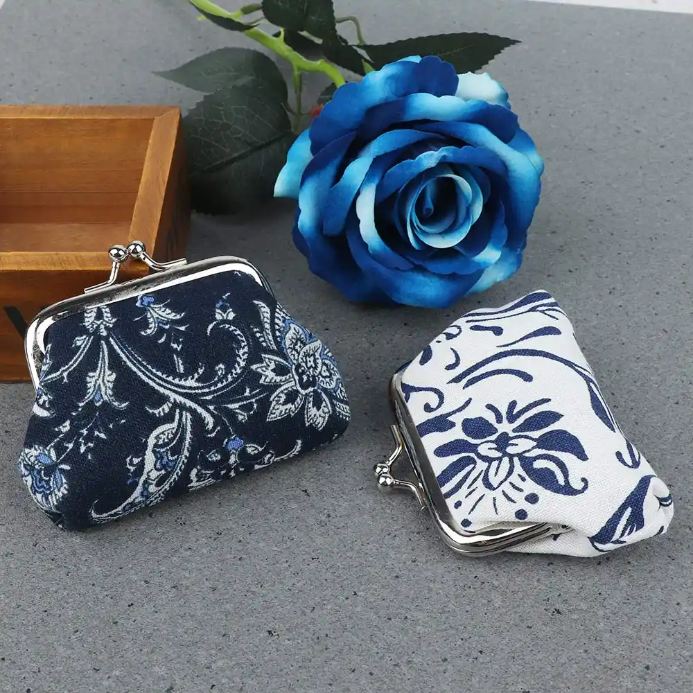 blue and white clutch