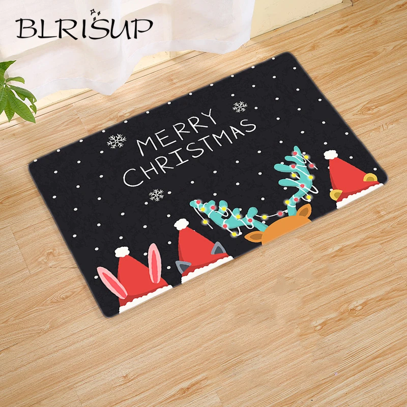 

BLRISUP Christmas Doormat Cute Cartoon Pattern Bedroom Bathroom Floor Mat Tapete Absorbent Non-Slip Doormats Kitchen Carpet Rugs