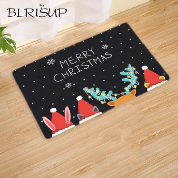 

BLRISUP Christmas Doormat Cute Cartoon Pattern Bedroom Bathroom Floor Mat Tapete Absorbent Non-Slip Doormats Kitchen Carpet Rugs