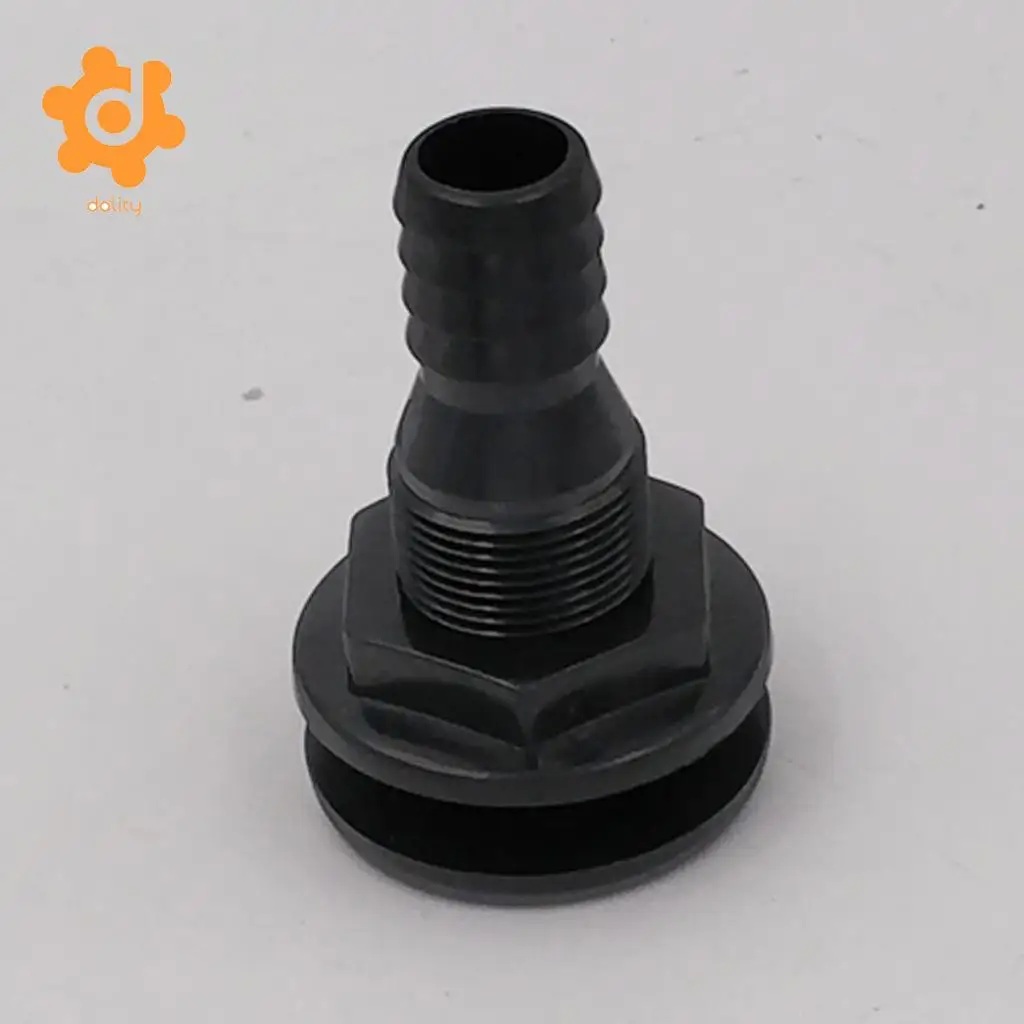 Black Plastic Thru-Hull Bilge Pump and Aerator Hose Fitting for 1' Hose