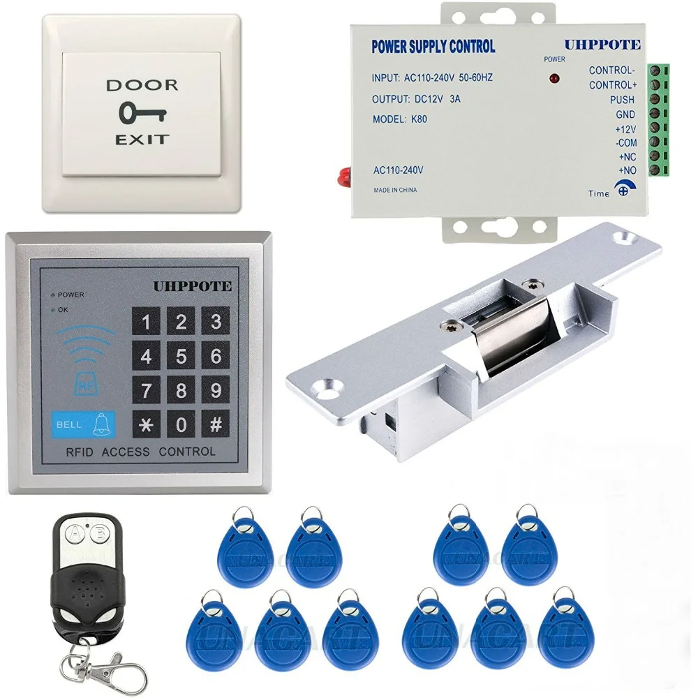

YobangSecurity 125KHz EM-ID Card Single Door Access Control Keypad System Kit With Electric Strike Lock Remote Control