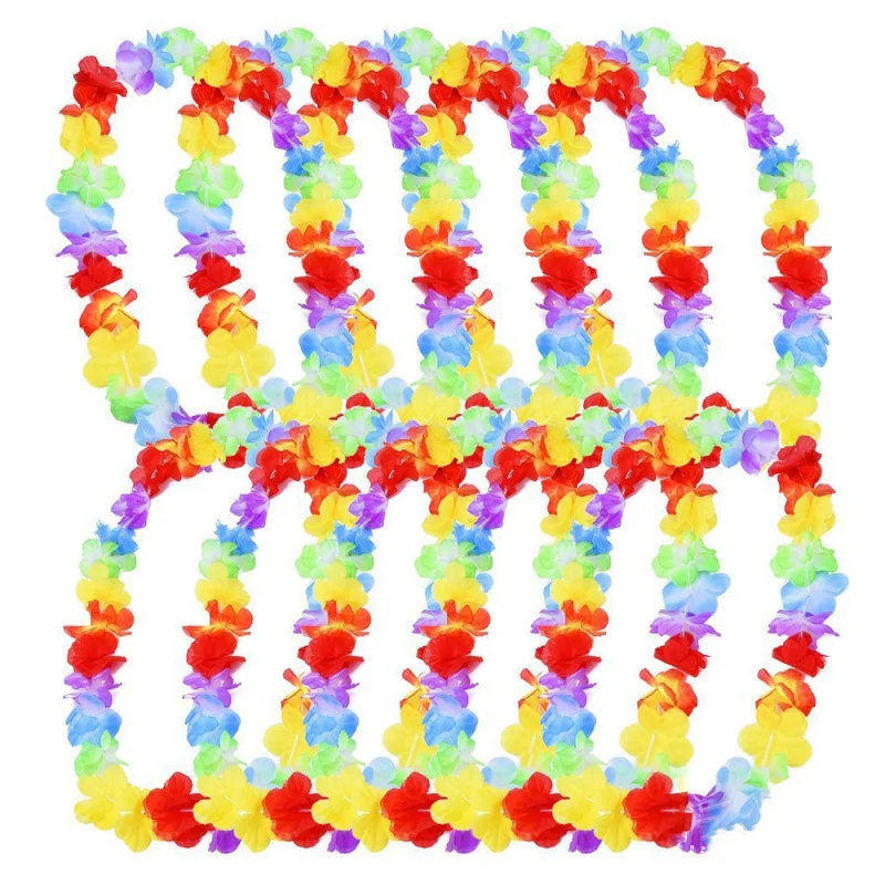 

10Pcs Hawaiian Garland OnThe Neck of The Flower Artificial Flowers for Birthday Party Accessories Beach Wreath Gift Decoration