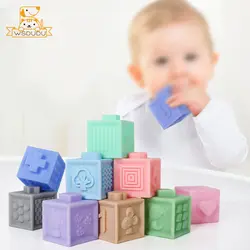 6 шт. для малышей Прорезыватели мягкие Building Block хватать Squeeze зубы игрушки с зубами 3D Touch для ванной детские развивающие подарок детей