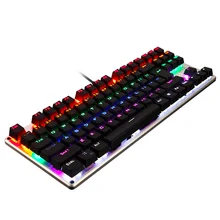 Backlit Gaming Genuine Mechanical Keyboard Ships From Russian Anti-ghosting Luminous 87 LED Metal Wired Keyboard Russian sticker