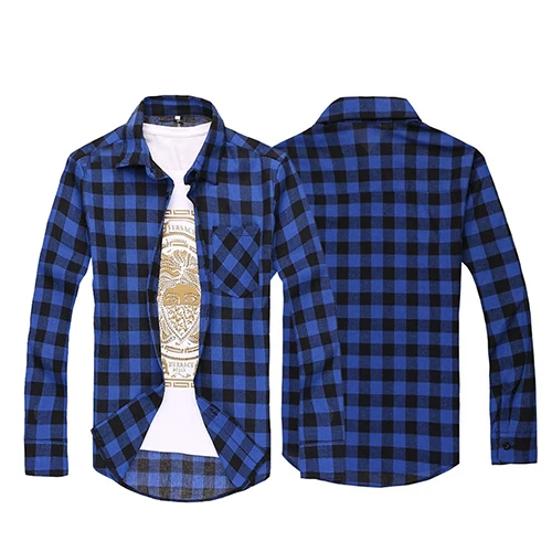 

Men's Fashion Casual All-Match Plaid Pattern Long-Sleeved Slim Fit Shirt Top