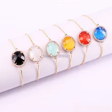 10 шт. Овальный соединитель браслет с подвесками микро проложить CZ граненый камень цепи браслеты для женщин ювелирные изделия