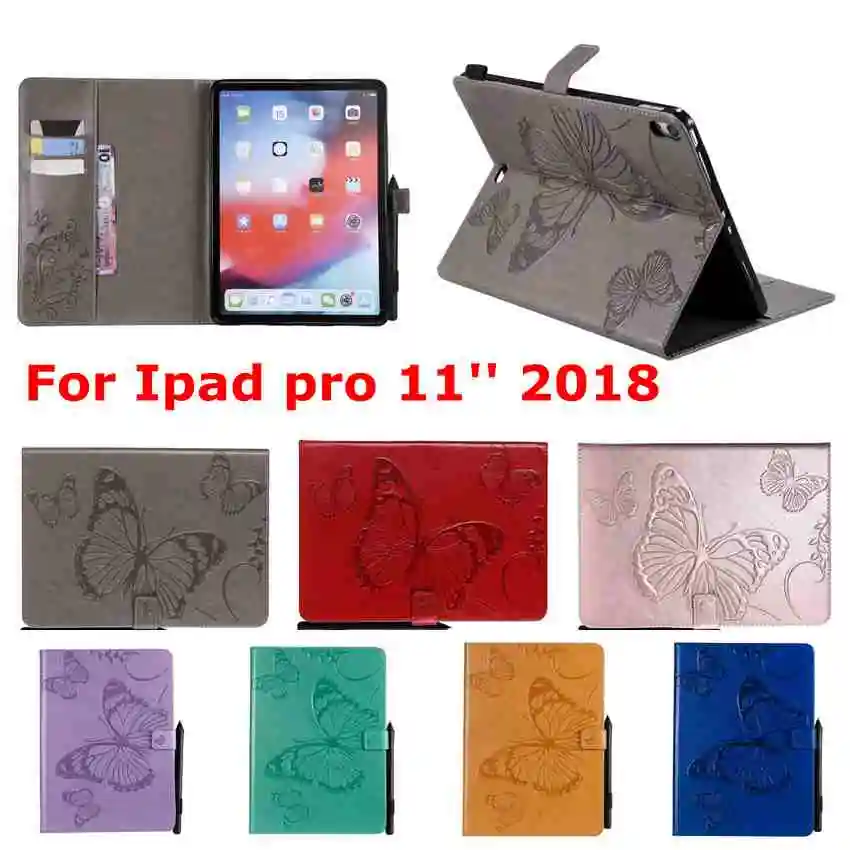 

for Apple Ipad pro 11'' 2018 3D Emboss Butterfly Leather Flip case for Ipad pro 2018 11inch luxury wallet case