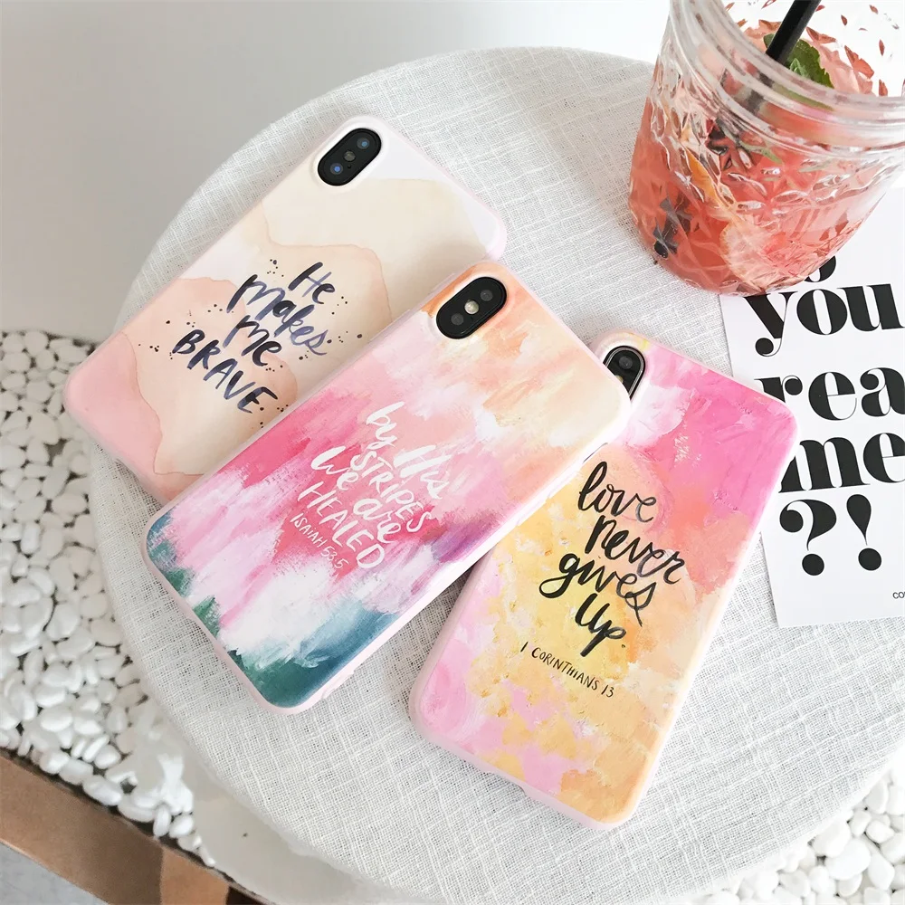 

Color English letter he make me believe phone case soft tpu cellphone cover capa fundas for iphone X 7 7plus 6 6s plus back case