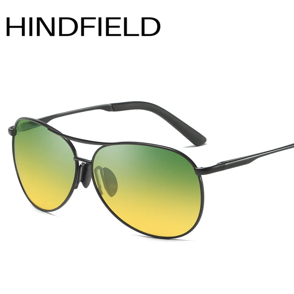 

Hindfield Day and Night Anti-glare Brightening Night Vision Goggles Polarized Sunglasses Men Classic Pilot Style Glasses O132