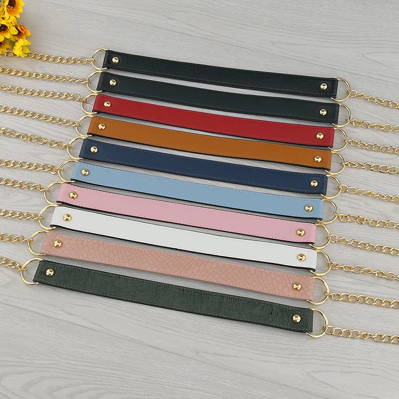 New Arrival Bag Strap Shoulder Bag Long Chain Straps Pu Leather Women Handbag Strap Accessories Metal Belt For Bag Purse Parts