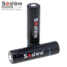 2 шт./лот Soshine 3,7 V 3600mAh 18650 литий-ионный аккумулятор Перезаряжаемые Батарея с защитой PCB для Светодиодный фонарики Налобные