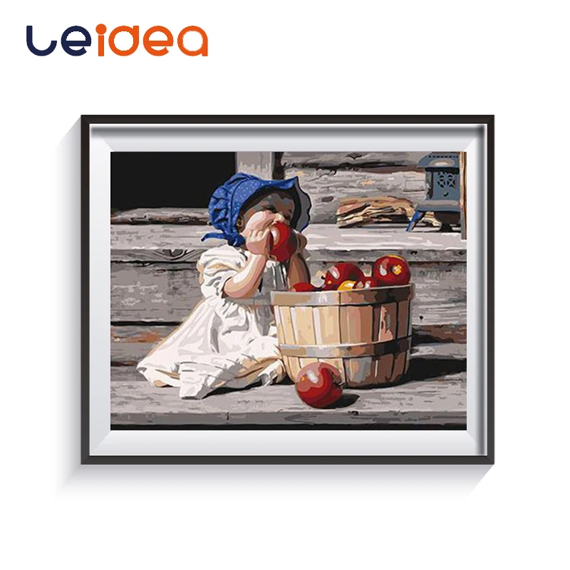 

Boy Eating An Apple Oil Painting Painting By Numbers Kits Drawing Paint By Numbers Unique Gift For Home Wall Art Picture