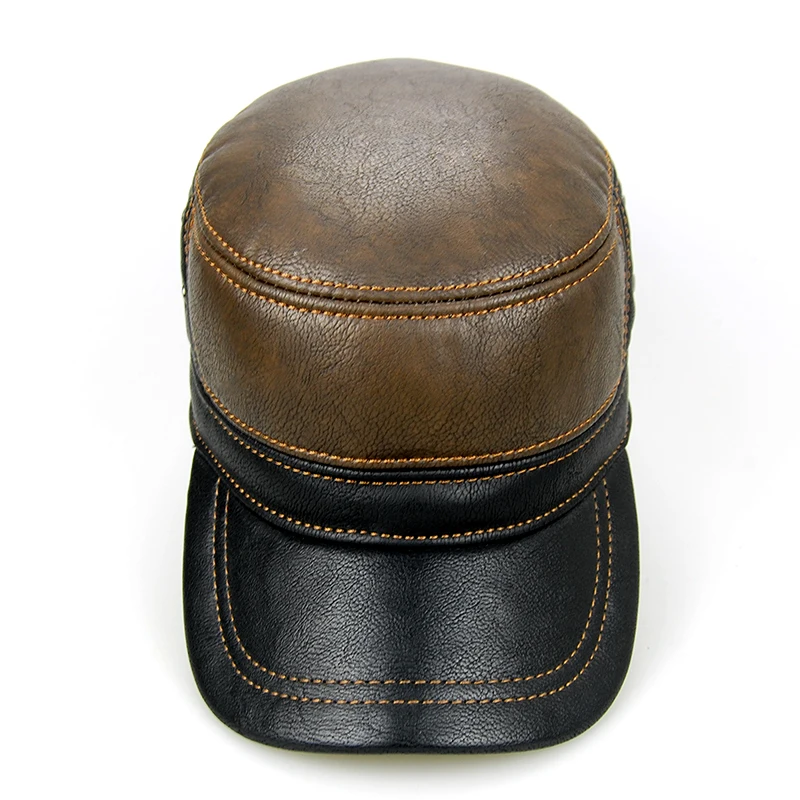Günstige Fibonacci marke qualität mittleren alters männer baseballmütze leder patchwork einstellbare flatcap herbst winter erwachsene dad hüte