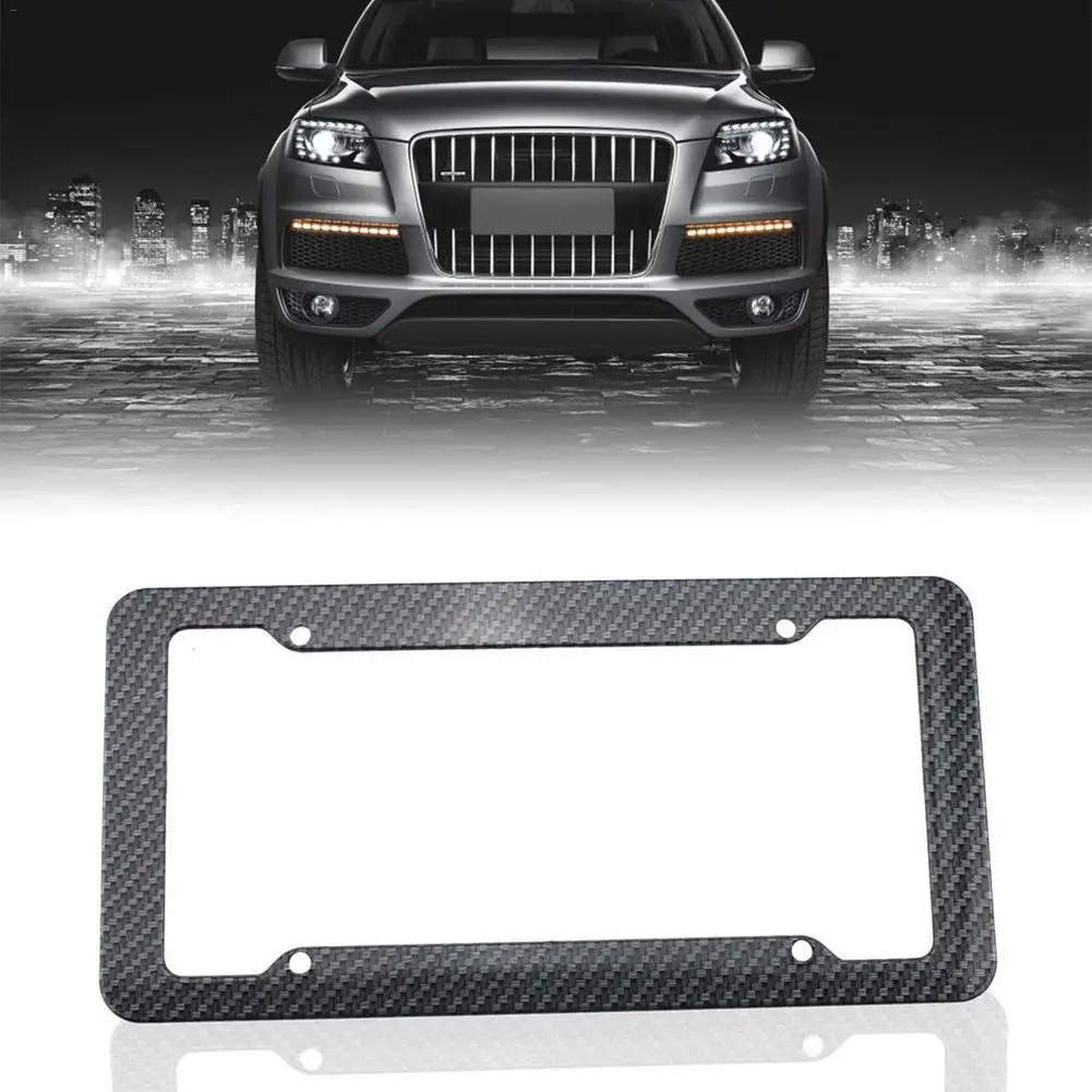 2pcs Plastic Carbon Fiber Style License Plate Frames For Front & Rear