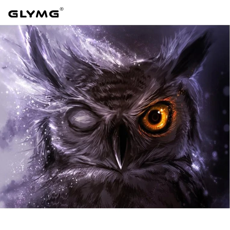 GLymg Diy Diamond Painting Full Drill Owl Animal Bird Series Diamond Embroidery Handicrafts Picture Full Square Home Decor