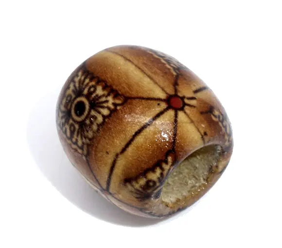 

Wood Spacer Beads Barrel Coffee Pattern Pattern About 17mm( 5/8") Dia, Hole: Approx 7.4mm, 20 PCs new