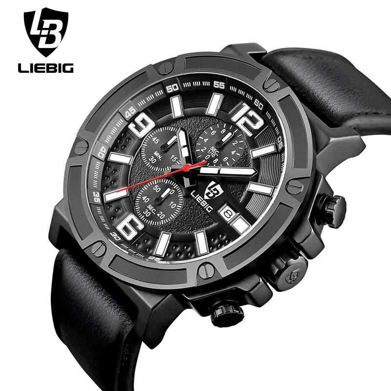 

LIEBIG Big Dial Men Quartz Watches Military Outdoor Sports Watches Fashion Casual Wristwatches Waterproof Relogio Masculino
