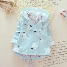 2017 Printemps Automne Enfants Occasionnels Filles Double Boutonnage Fleur De Survêtement À Capuchon de Cardigan Manteau Fille Veste Trench Manteau S2241
