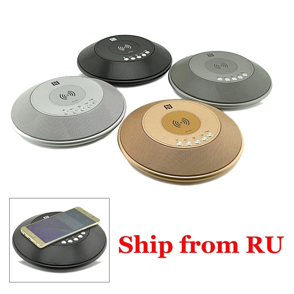 

Wireless Portable Bluetooth Speaker Wireless Charger QI with FM Radio NFC Alarm Clock Display for iPhone Samsung Ship from RU