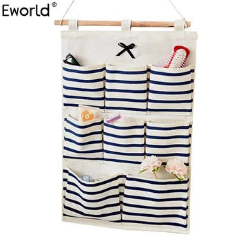 

Eworld Fundry Cotton Linen Wall Hanging Organizer Bag Multi-layer Holder Storage Bag Home Decoration Makeup Rack Jewelry Pocket