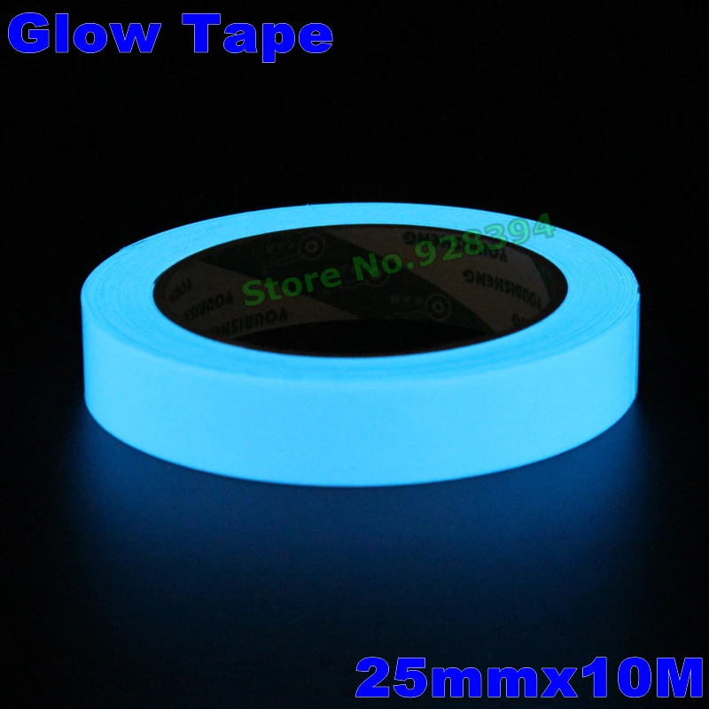 10Rolls 25mmx10M Blue Glow In Dark Tape Photoluminescent Luminous Tape