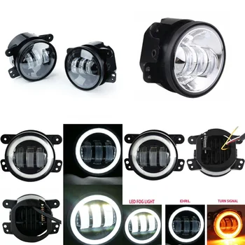 

For Jeep Wrangler JK Cherokee Dodge Magnum 2PCS 30W 4Inch LED Passing Fog Auxiliary Light with DRL White Amber Turn Signal