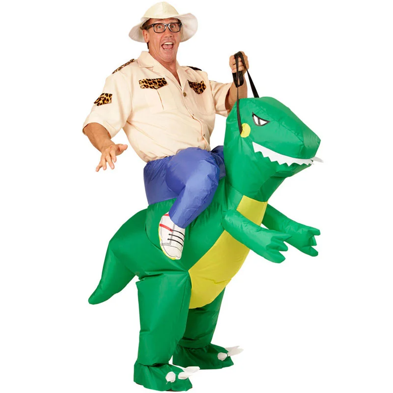 

Inflatable Green Dinosaur Adult Costume Ride-on Animal Fun Toy Halloween For Man Women Party Dress Cosplay Clothes Free Shipping