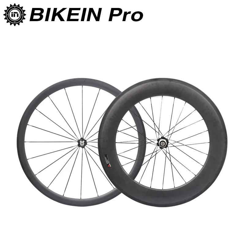

BIKEIN Full 3k Carbon 700C Cycling Road Bike Wheel Clincher Tubular Front 38mm Rear 50/60/88mm Ultralight Bicycle Parts Wheelset