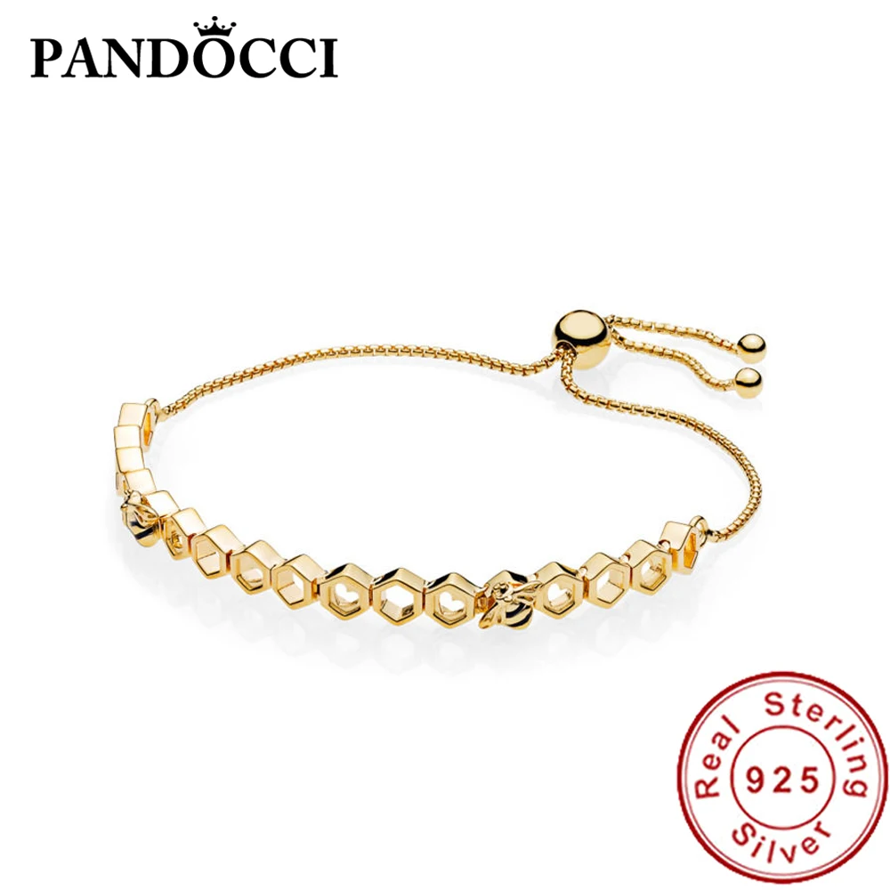 

PANDOCCI 100% 925 Sterling Silver 1:1 Original Authentic 567109EN16 SHINE HONEYBEE BRACELET Personality Romantic Jewelry