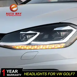 Стайлинга автомобилей чехол для VW Golf7 MK7 2014 2015 фары Гольф 7 фары светодиодный фар DRL Объектив двойной луч HID бесплатная доставка
