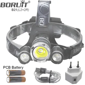 

B21 9000LM L2 LED Headlamp Waterproof Head light Camping Lamp Boruit led Lights by 18650 Battery With Usb Cable