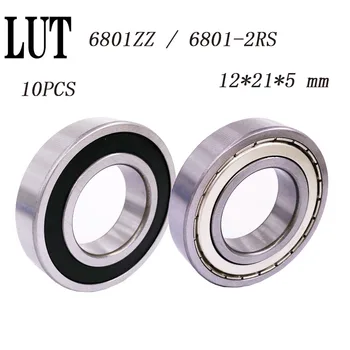 

10pcs/Lot 6801 2RS 6801ZZ 6801 ZZ 12x21x5mm 6801 bearing Metal Shielded Thin Wall Deep Groove Ball Bearing Free Shipping