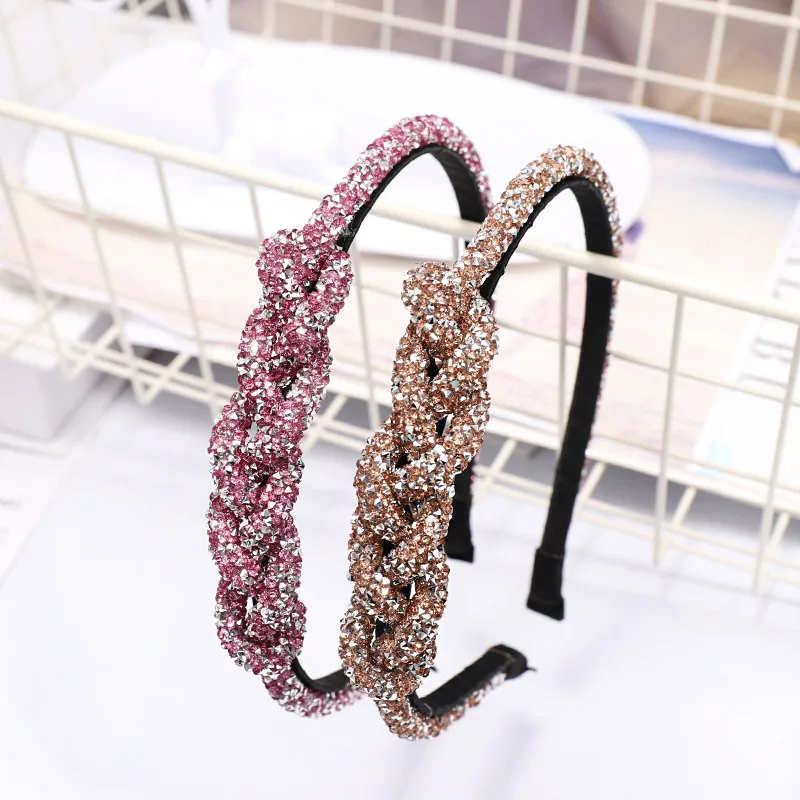 Модные Украшенные стразами женские обручи лента для волос повязка BlingBling аксессуары для волос Haar bandeau cheveux