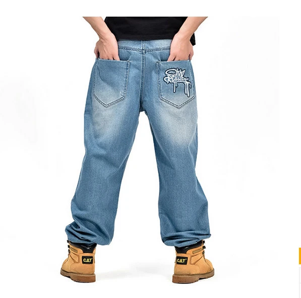 Moda caballero de marca pantalones vaqueros flojos Hip Hop patineta hombres holgados Jeans Denim pantalones danza Rap envío gratis|trouser designs|trouser bracestrousers baggy jeans - AliExpress